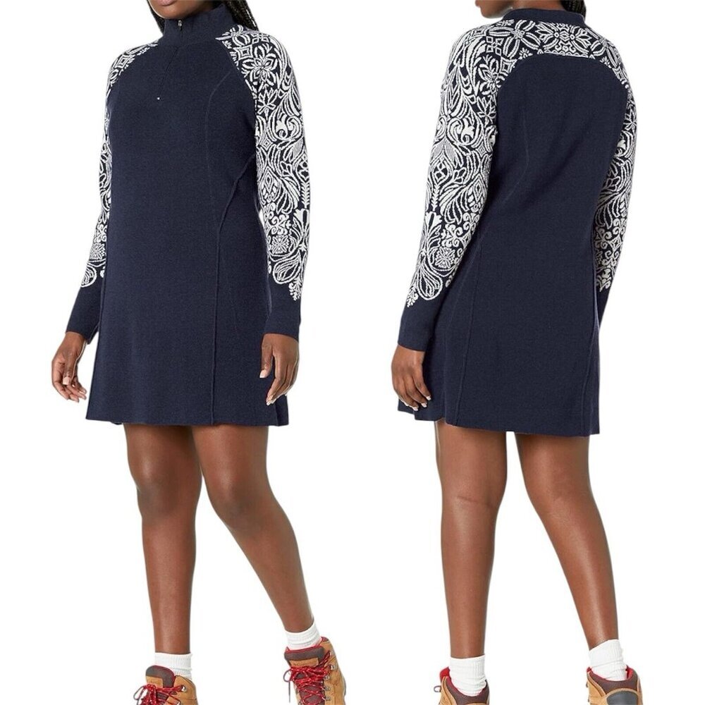 Aventura Tunic Knit Sweater Dress Womens Medium Blue‎ 1/4 Zip